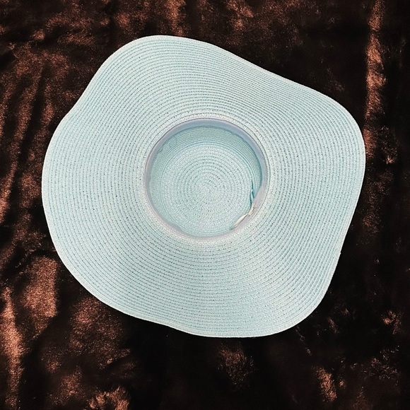 Natasha oversized wide brim off blue straw hat main image 5
